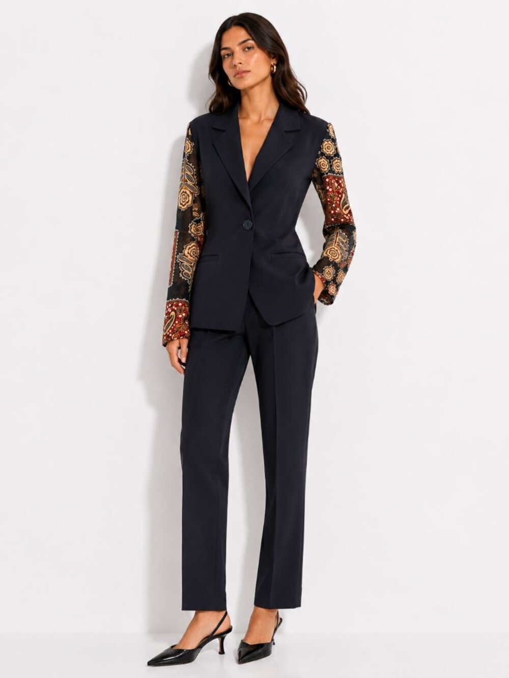 SANDRO VINTAGE BLACK LINEN BLEND SHEER BLAZER - M